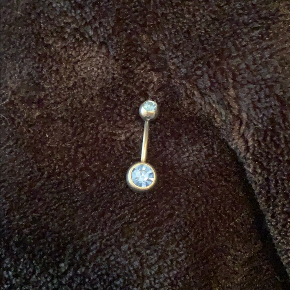 Jean blue stainless steal belly button ring!!